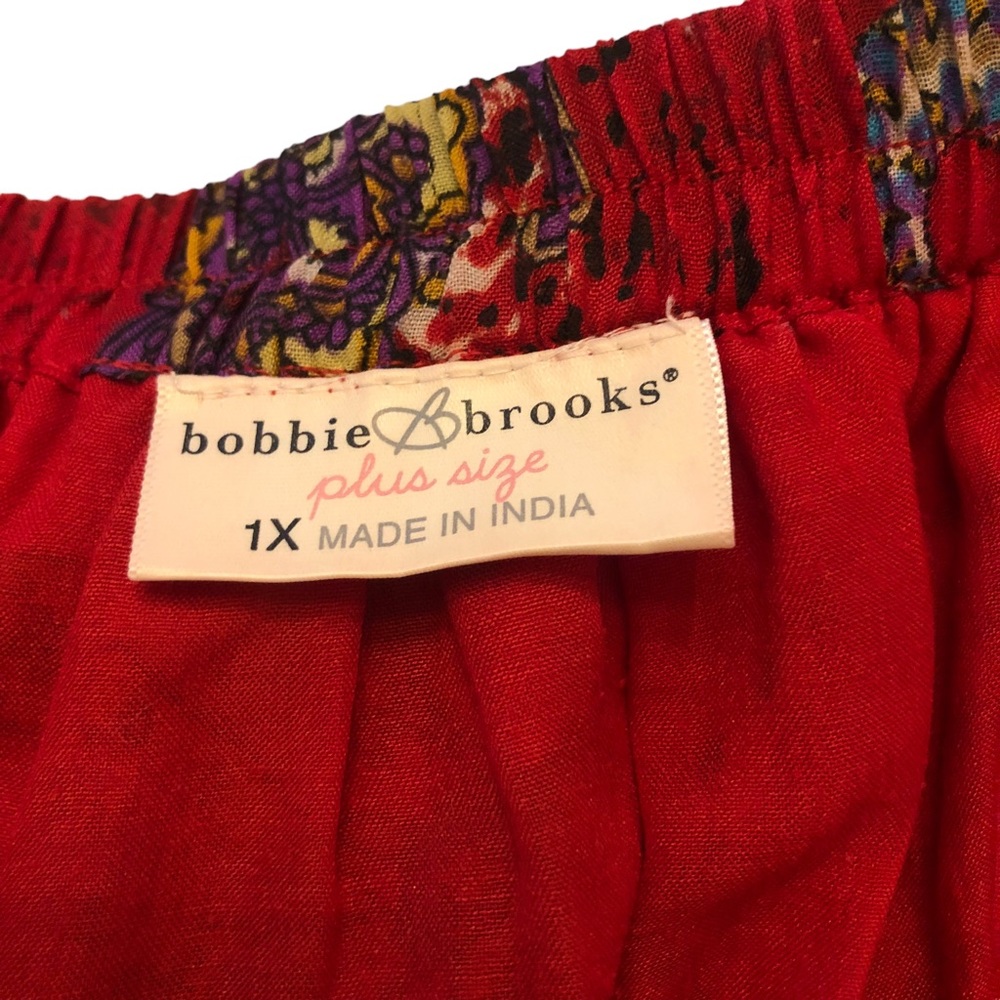 Bobbie Brooks Red Paisley Print Maxi Skirt size 1X - Picture 2 of 9
